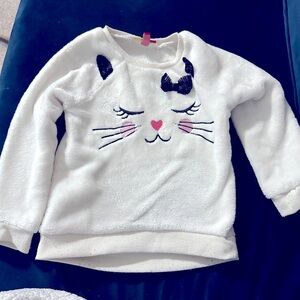 Penelope Mack Girls Sweater Long Sleeve Pullover Cat Glasses White Size 4